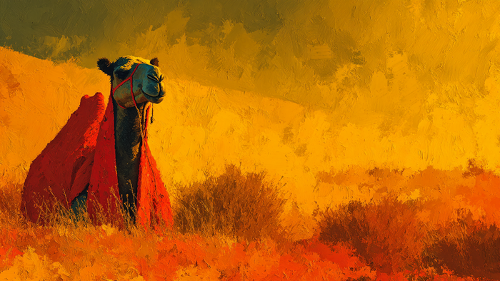 Dromedary Portrait Amber Sky - 4K digital art for Samsung The Frame TV