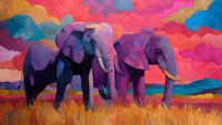 Elephant Family Sunset - Safari Kids Art for Samsung Frame TV