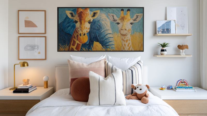 Elephant & Giraffe Friends - Safari Kids Art for Samsung Frame TV