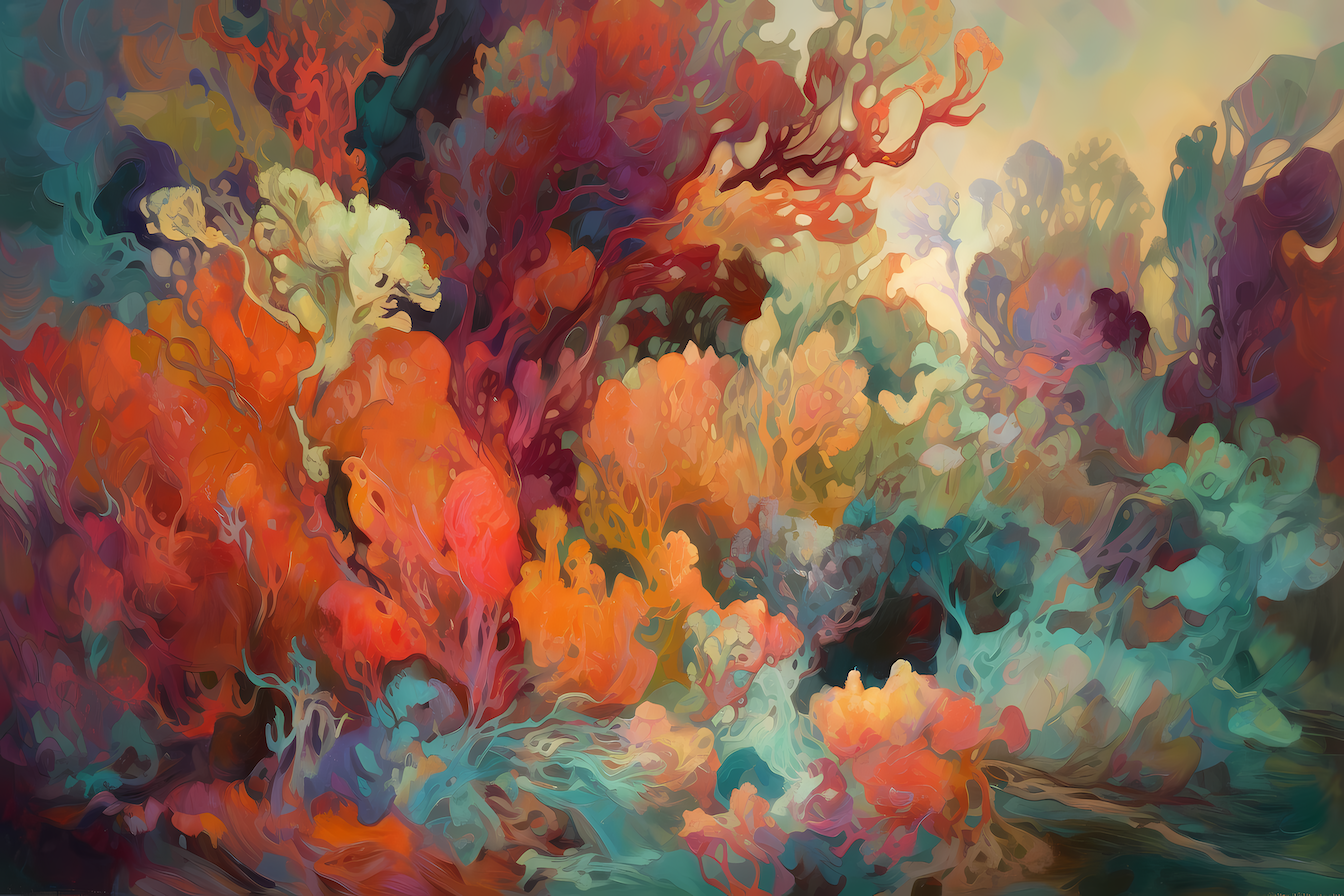 Foliage in Dreamy Hues – Vibrant Abstract Botanical Art for Samsung Frame TV | Art For Frame