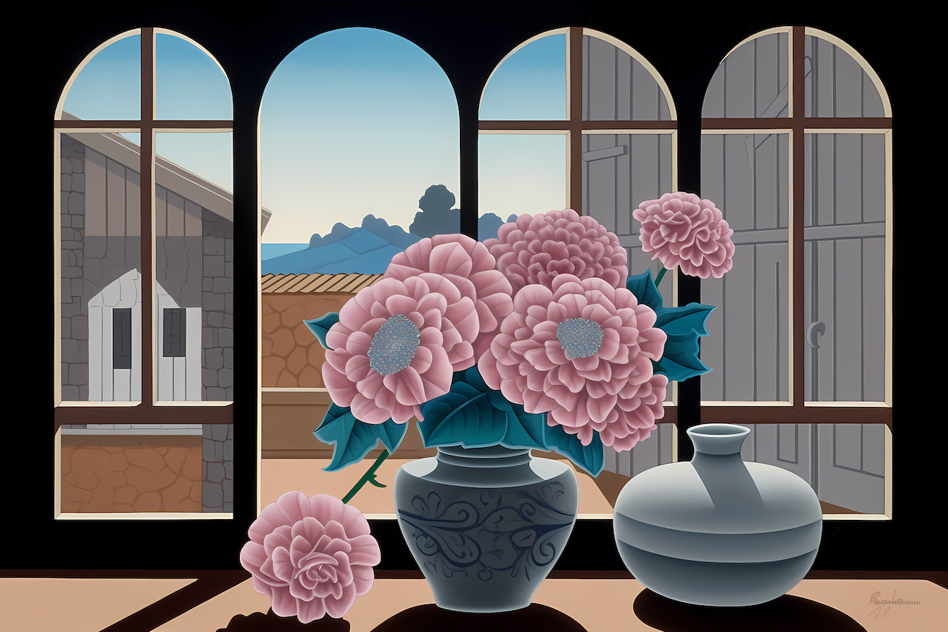 Geometric precision meeting natural beauty in elegant floral composition – digital artwork for Samsung Frame TV
