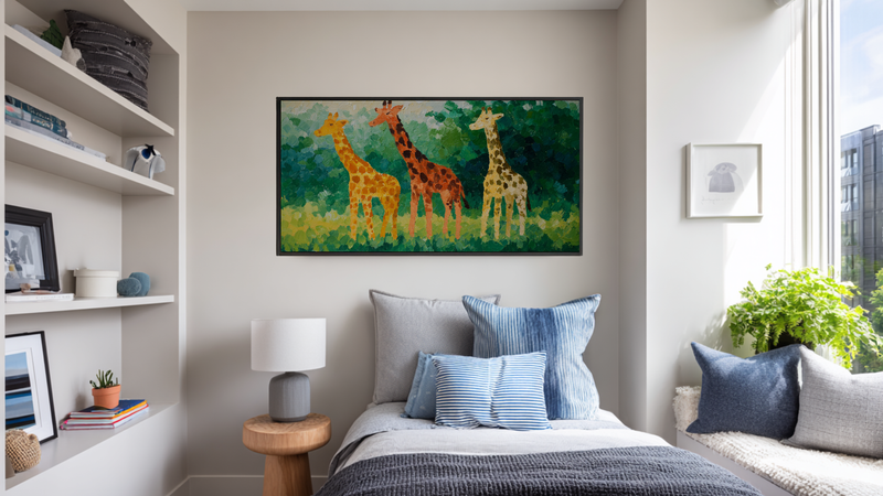 Giraffe Family Meadow - Nature Kids Art for Samsung Frame TV