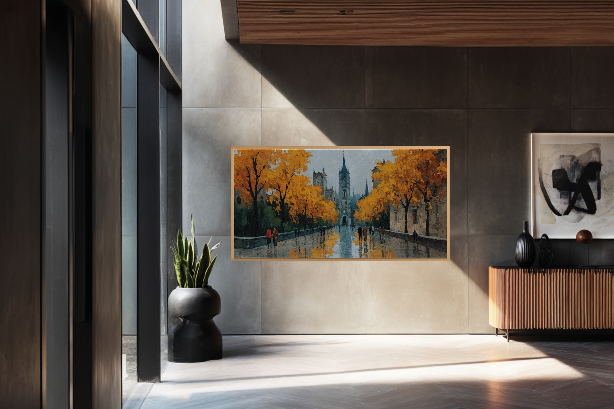 Golden Boulevard Reflections Frame TV | 4K Instant Download
