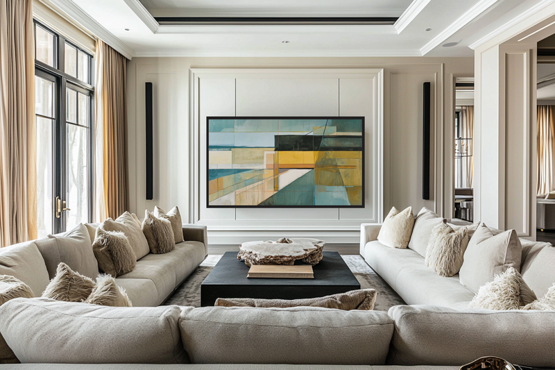 Golden Gridline – Abstract Structural Landscape for Samsung Frame TV