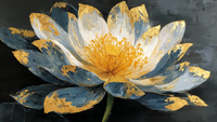 Luxurious golden lotus flower with metallic petals on dark background – digital art for Samsung Frame TV
