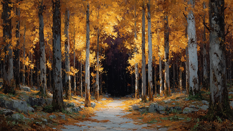 Golden Pathway - Free Autumn Forest for Frame TV