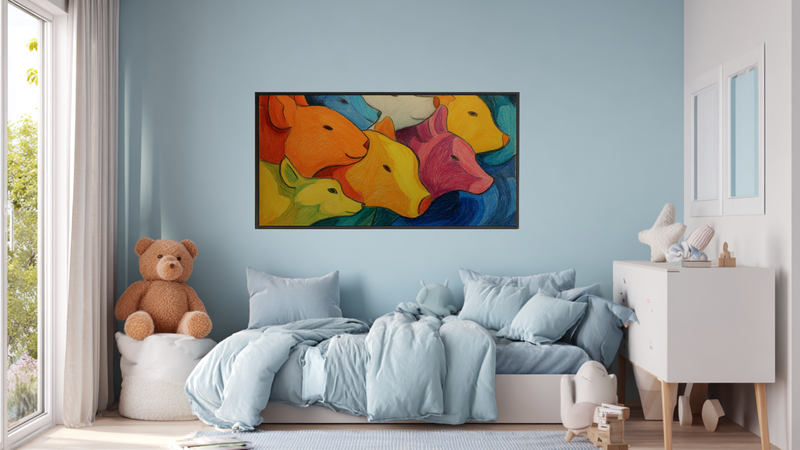 Happy Cow Parade - Colorful Kids Art for Samsung Frame TV