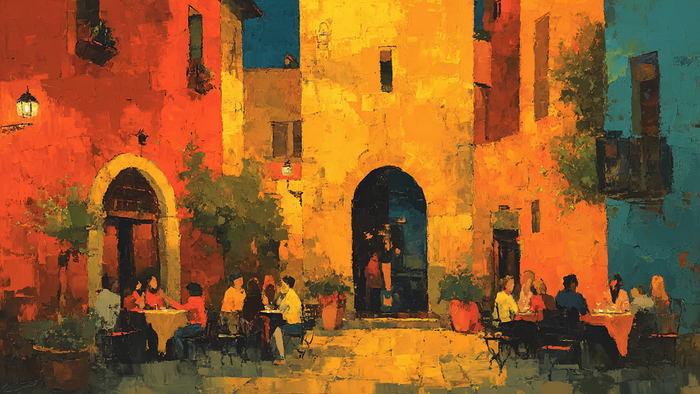 Havana Cafe Amber Afternoon - 4K digital art for Samsung The Frame TV