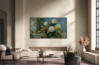 Hydrangeas Against White Wall