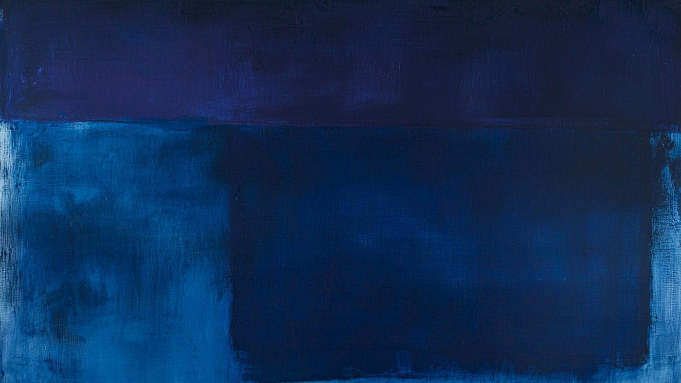 Deep blue minimalist abstract with horizon bands – Rothko-inspired digital art
