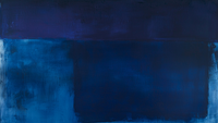 Deep blue minimalist abstract with horizon bands – Rothko-inspired digital art