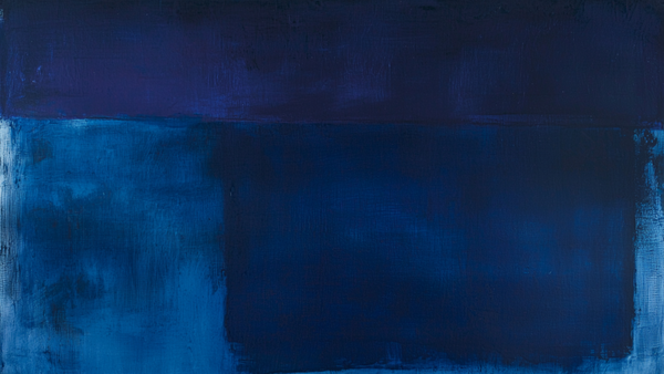 Deep blue minimalist abstract with horizon bands – Rothko-inspired digital art