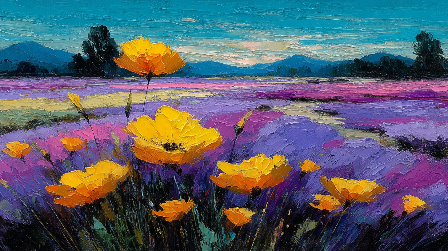 Lavender field symphony with purple and mauve meadow blooms for Samsung Frame TV and HiSense CanvasTV display