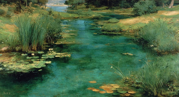 Marsh at First Light moody landscape displayed on Samsung Frame TV - 4K digital download featuring wetland scene in sage and eucalyptus tones