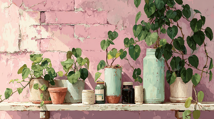 Mauve Shelf Garden - 4K digital art for Samsung The Frame TV