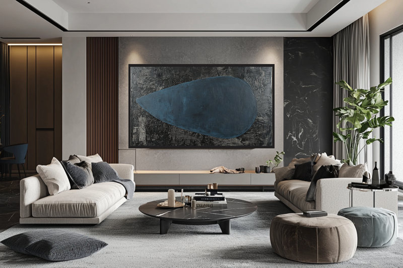 Midnight Teardrop – Moody Blue Minimalist Art for Frame TV