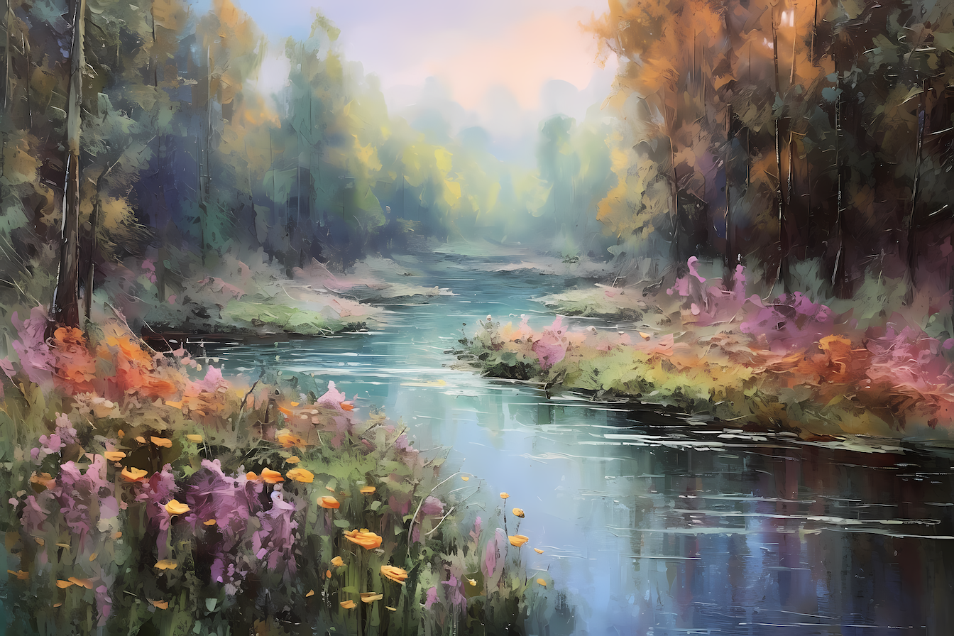 Serene Riverbanks – Impressionist Landscape for Samsung Frame TV