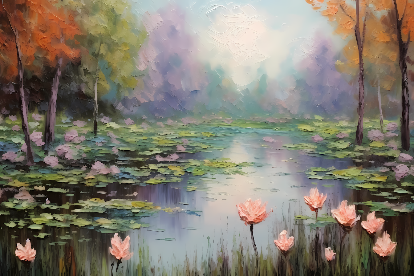 Impressionist lily pond inspired by Monet with tranquil waters – digital artwork for Samsung Frame TV