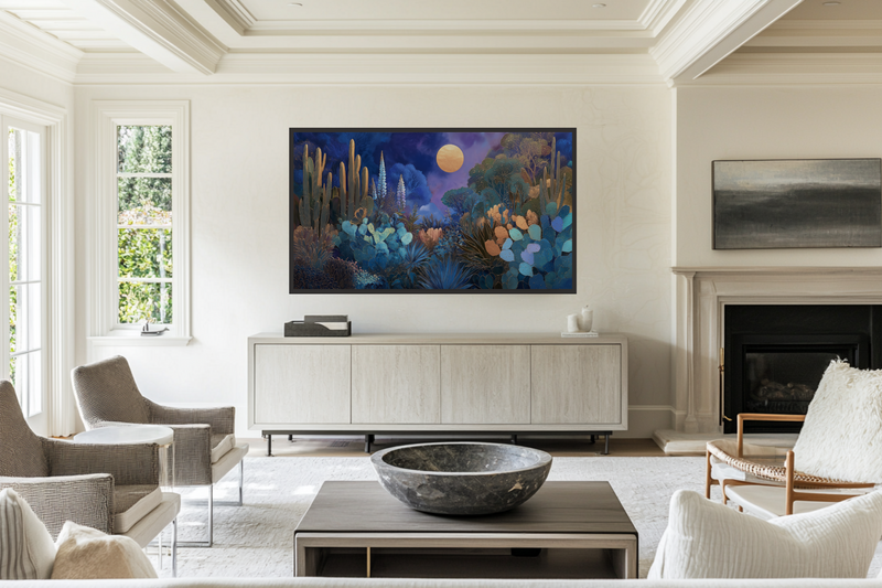Moonlit Desert Bloom – Magical Cactus Landscape for Samsung Frame TV