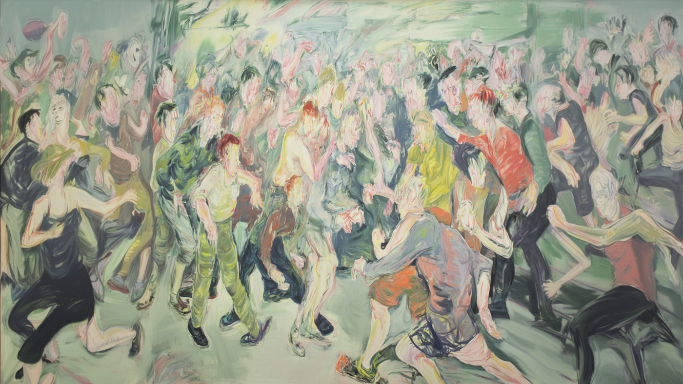 Mosh – Digital expressionist painting of a crowded, chaotic dance scene full of motion, formatted for Samsung Frame TV