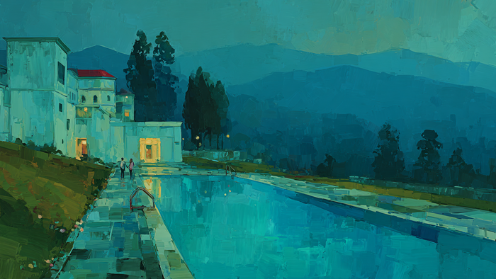 Mountain Hot Spring Sanctuary - 4K digital art for Samsung The Frame TV