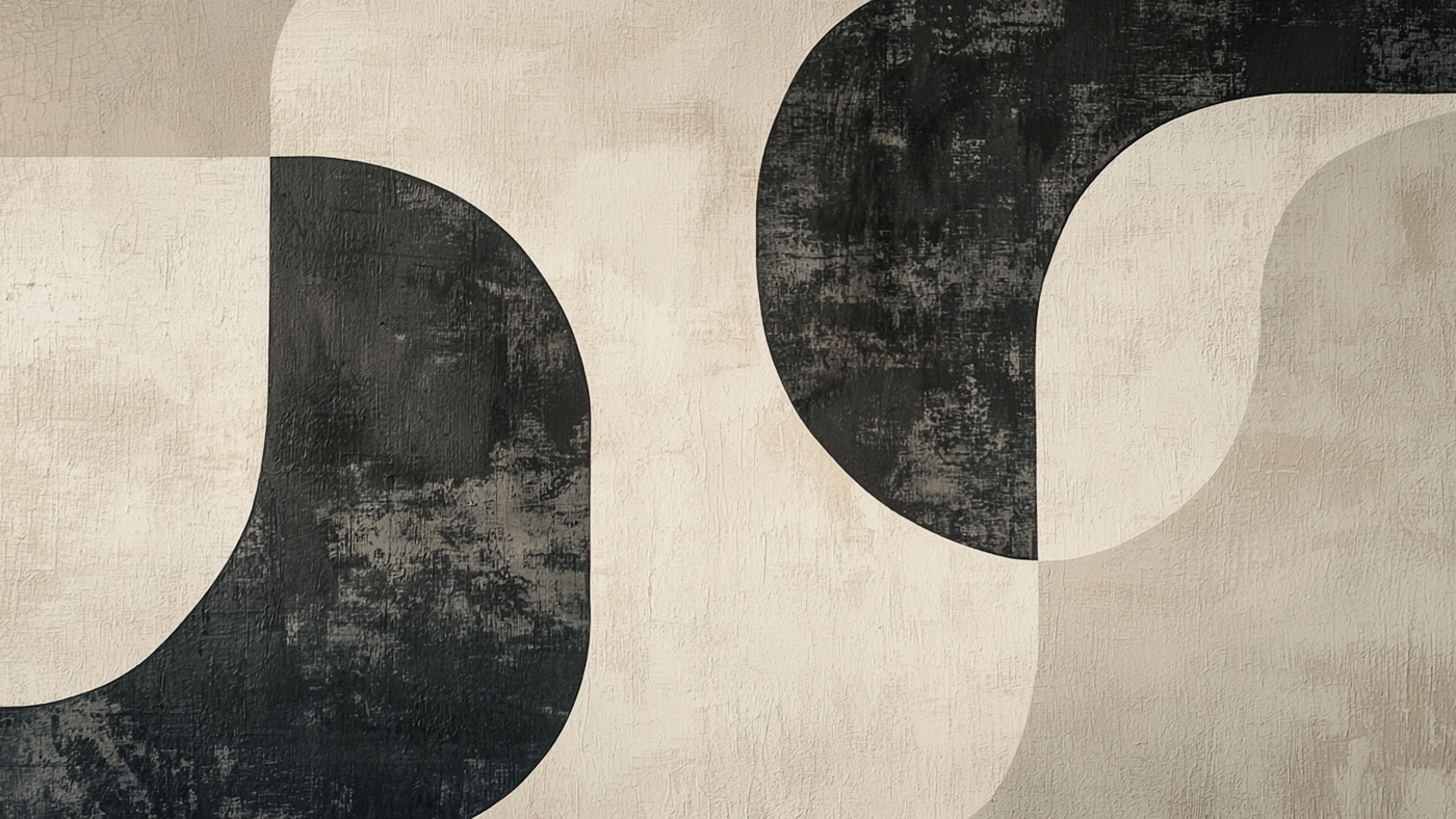 Retro geometric curves in earth tones – midcentury-inspired abstract for Frame TV