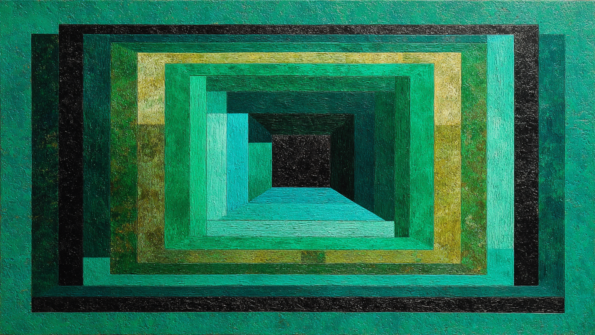 Nested Echoes geometric art displayed on Samsung Frame TV - 4K digital download featuring sage and eucalyptus green nested rectangles in layered geometric pattern