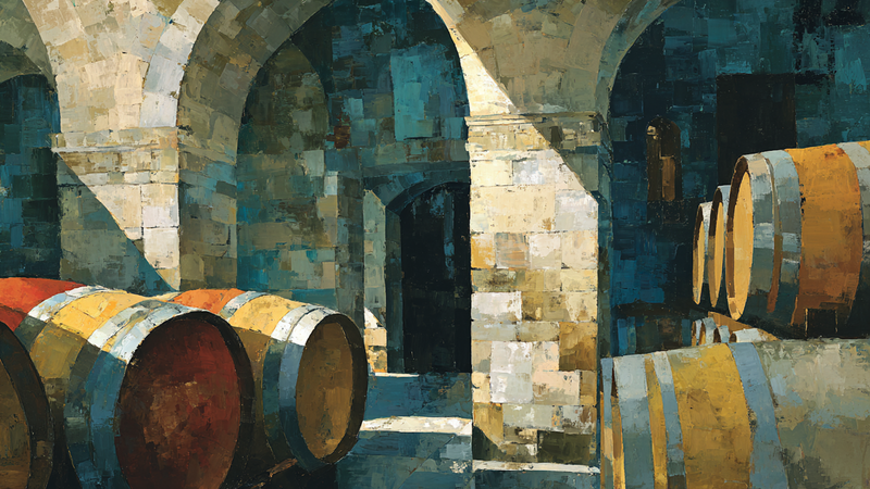 Oak Barrels Stone Cellar