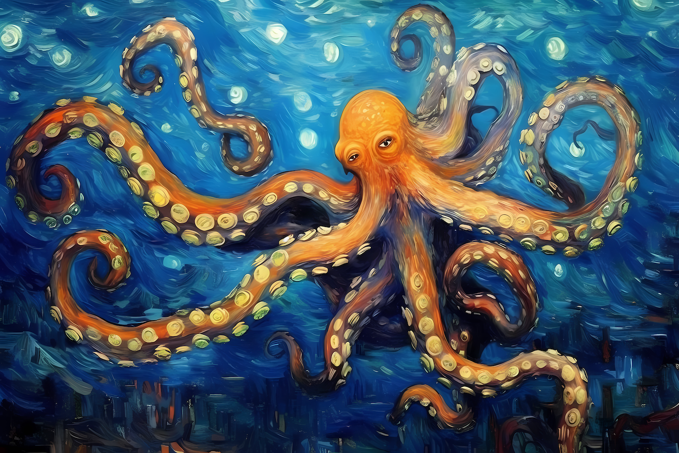 Mystic Depths – Vibrant Octopus Digital Art for The Frame TV | Art For Frame