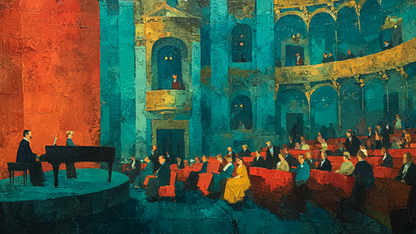 Opera House Gilded Audience theatrical scene displayed on Samsung Frame TV - 4K digital download featuring audience in crimson velvet seats beneath golden balconies