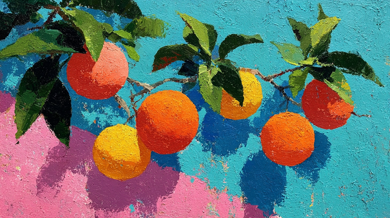 Orange Branch on Teal