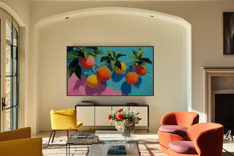 Orange Branch on Teal