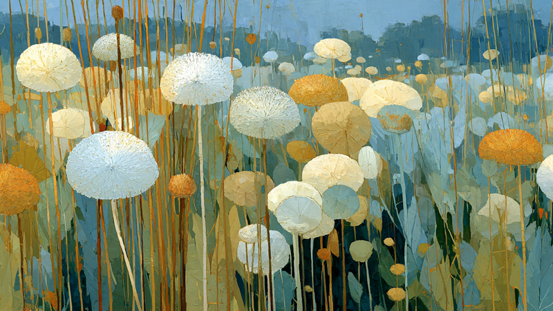 Pale Meadow Wildflowers Dancing