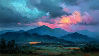Peaks Before Storm mountain landscape displayed on Samsung Frame TV - 4K digital download featuring dramatic storm scene in blush and mauve palette