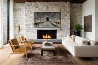 Platform Rush Leon Kossoff inspired underground crowd scene displayed on Samsung Frame TV - 4K digital download featuring expressionist commuters in warm stone and linen palette