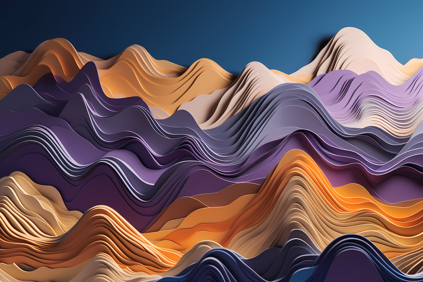 Mesmerizing layered abstract landscape with flowing contours and sculptural aesthetic – digital art for Samsung Frame TV