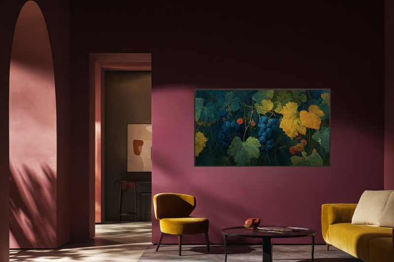 Purple Grapes Emerald Leaves