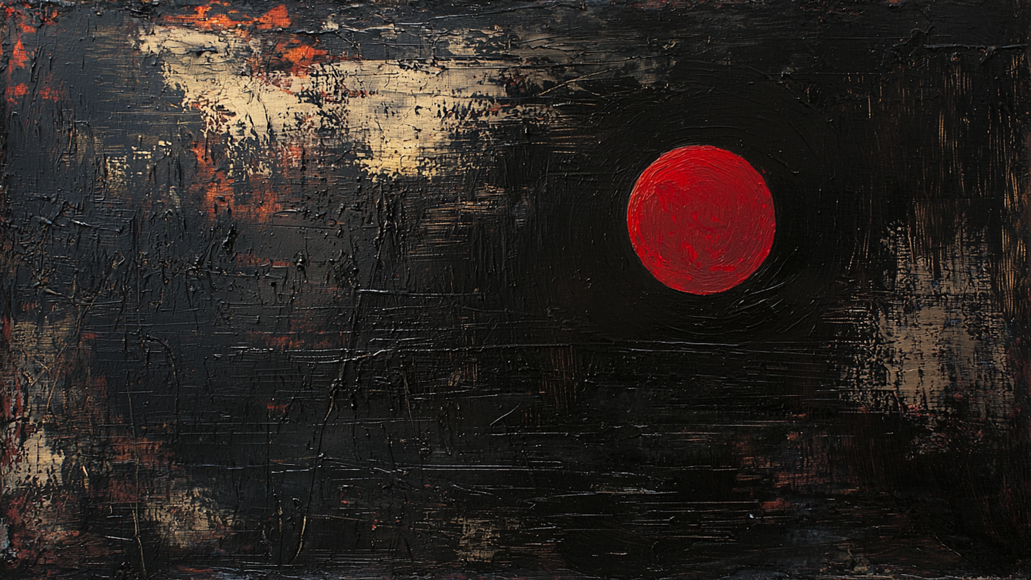 Crimson sun glowing in a stormy black sky – moody abstract for Samsung Frame TV