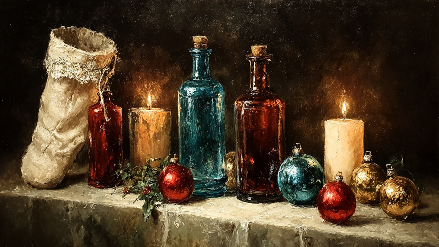 Stocking Shadows Rembrandt-style Christmas art displayed on Samsung Frame TV - 4K digital download featuring crimson stockings in dramatic chiaroscuro firelight against deep shadows