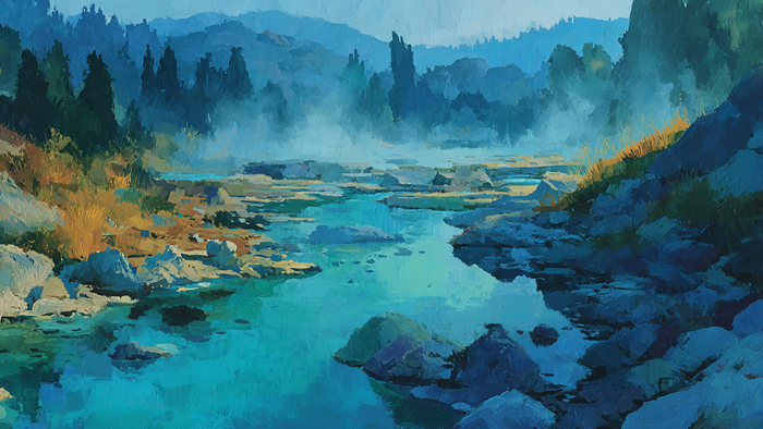 Rocky Hot Spring Blue Waters - 4K digital art for Samsung The Frame TV