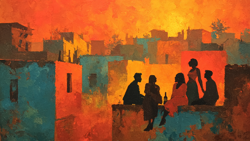 Rooftop Friends Warm Sunset