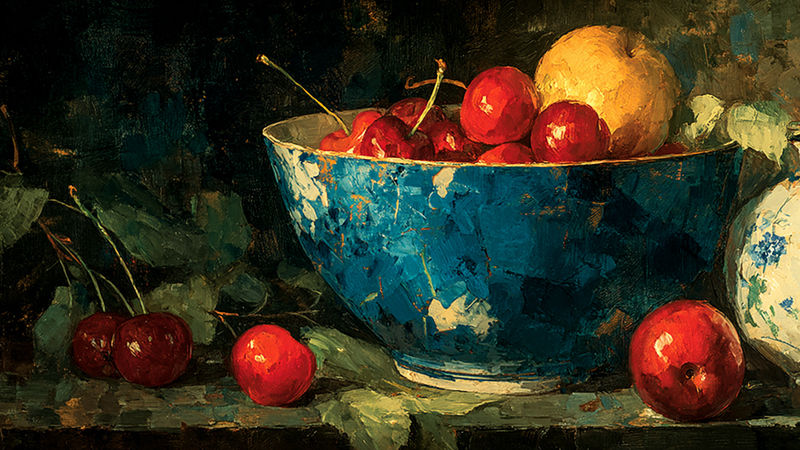 Ruby Cherries Sapphire Bowl