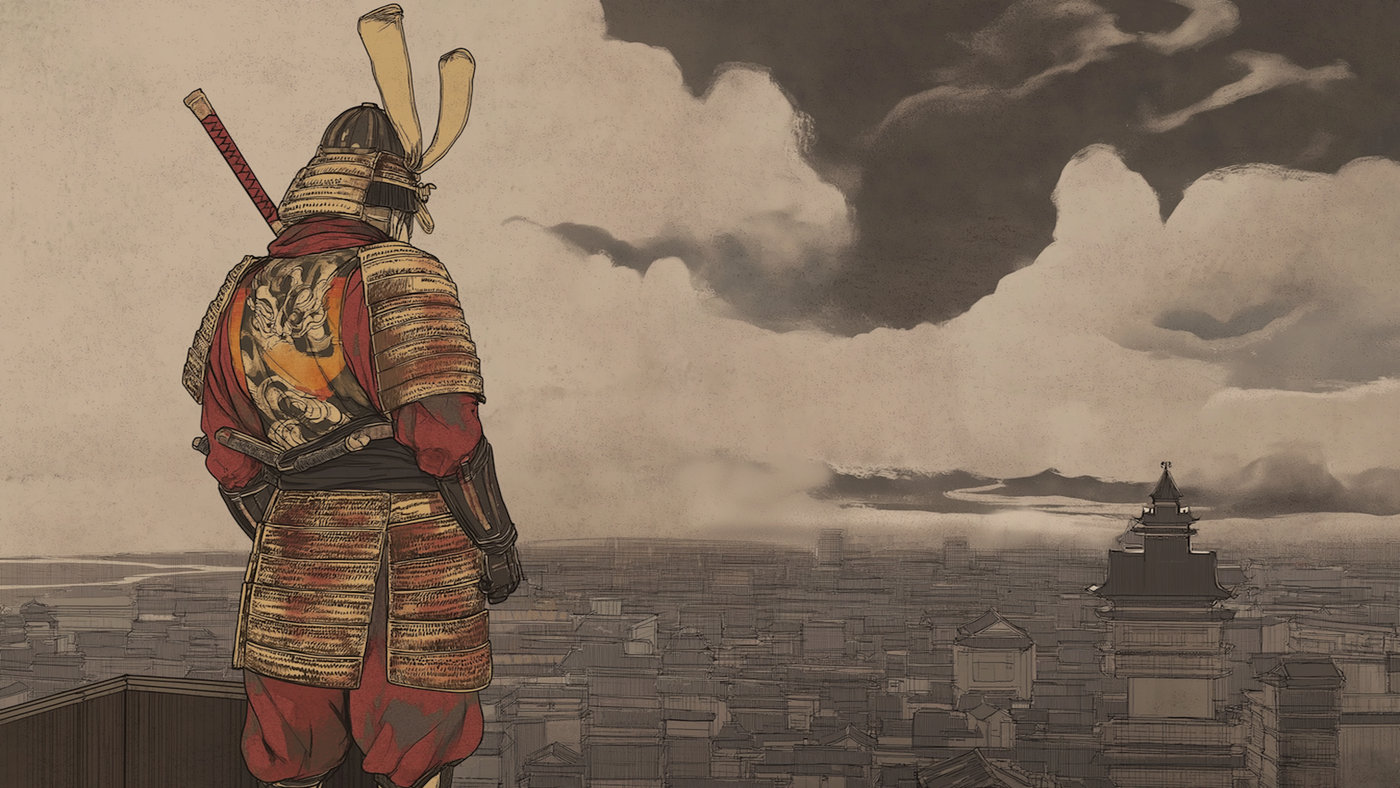 Cinematic samurai illustration rich in tradition – 4K digital art for Samsung Frame TV