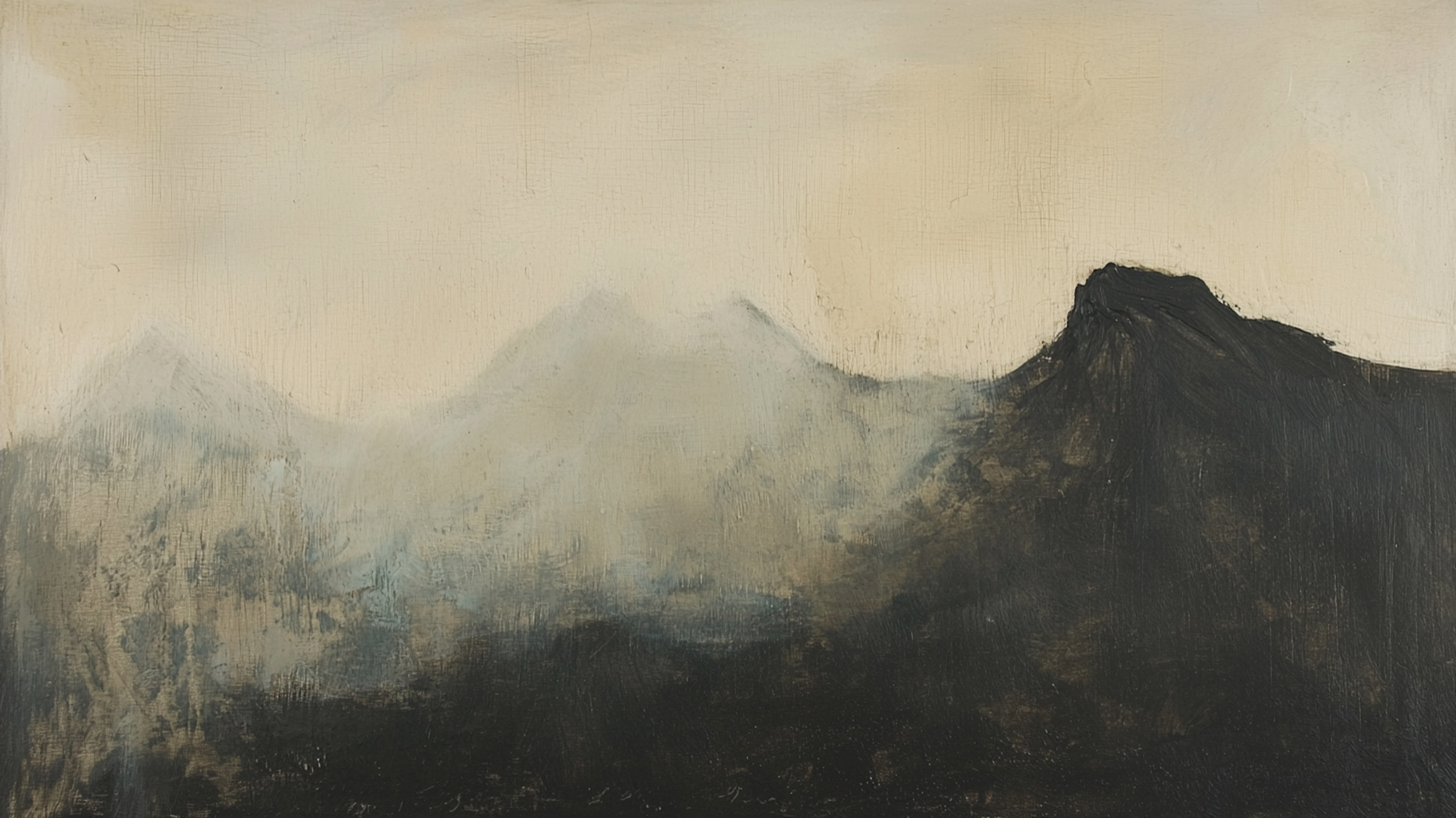 Hazy beige sky above soft mountain peaks – minimalist digital landscape for Samsung Frame TV