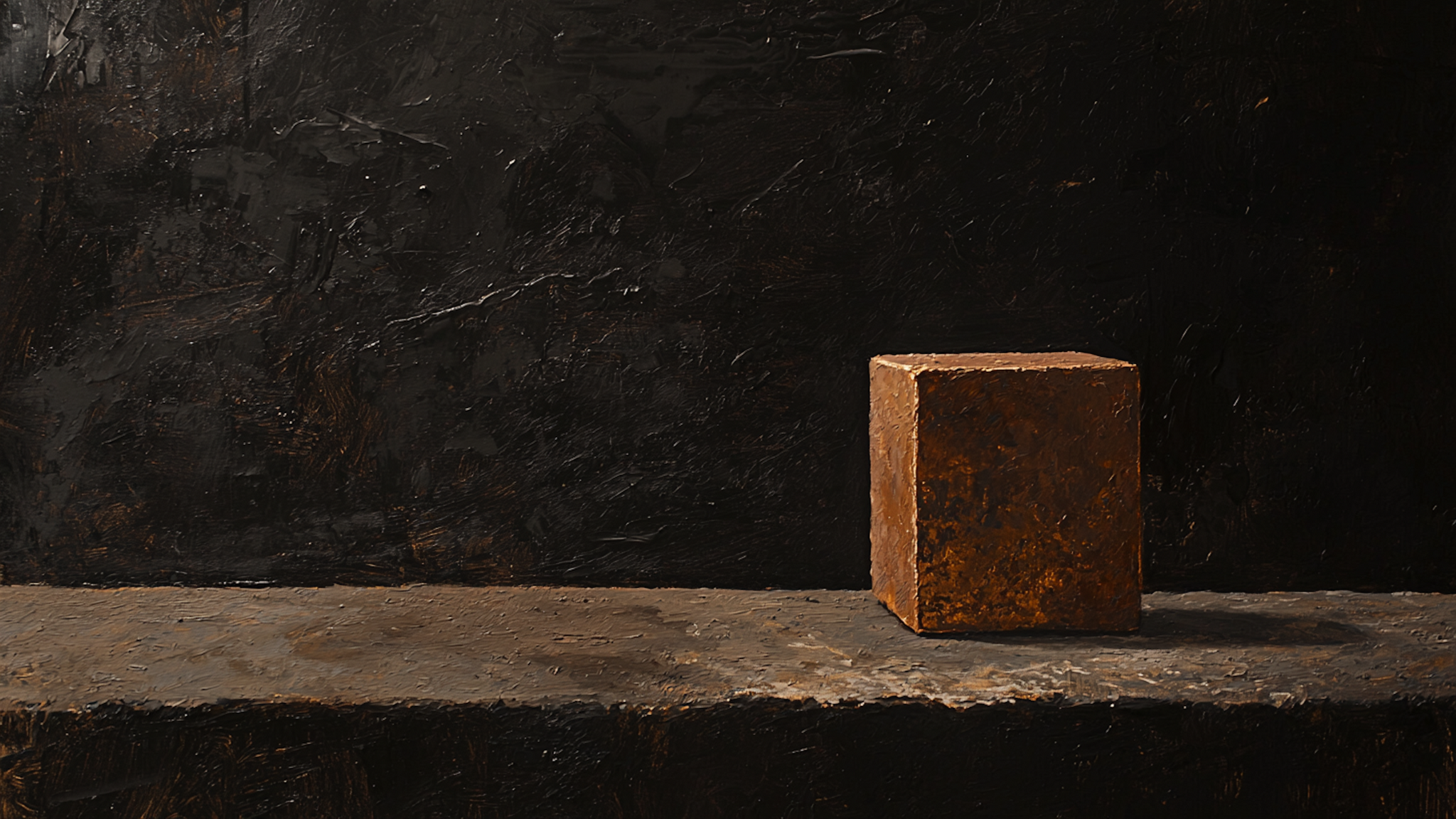 Rust-toned block set against a textured black background – grounded sculptural minimalist art for Frame TV