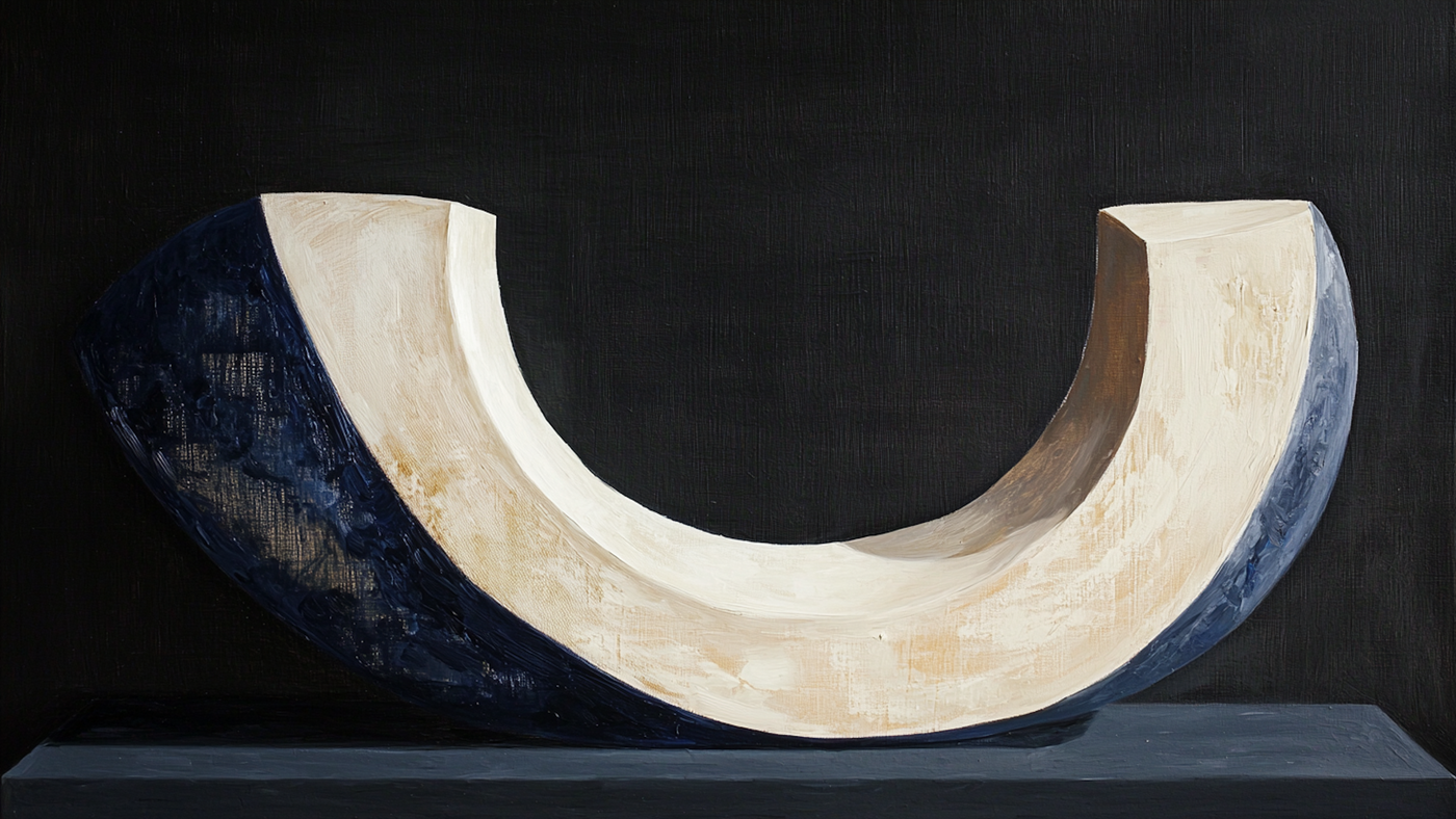 Curved stone-toned form on black – modern sculptural still life for Samsung Frame TV