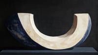 Curved stone-toned form on black – modern sculptural still life for Samsung Frame TV