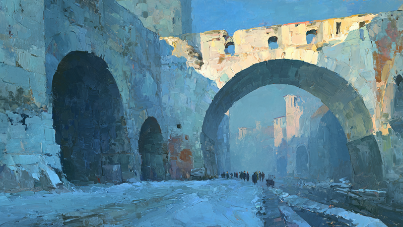 Stone Archway Morning Mist