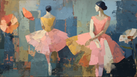 The Final Bow ballet scene displayed on Samsung Frame TV - 4K digital download featuring Degas-inspired curtain call in blush and mauve palette
