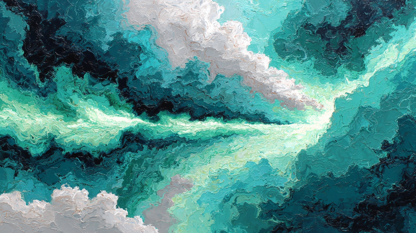 Organic abstract flow with turquoise and emerald currents in biomorphic natural patterns – digital art for Samsung Frame TV